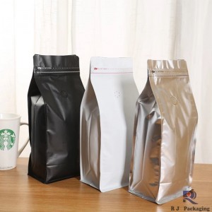 Eenvoudig zilver en kraft platte onderste zak met klep voor koffie