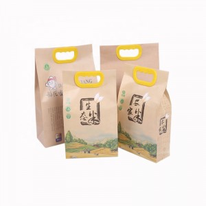 Groothandelsprijs aangepaste logo afdrukken duurzaam vochtbestendig maat 2.5 kg 5 kg kraftpapier rijst verpakking zak